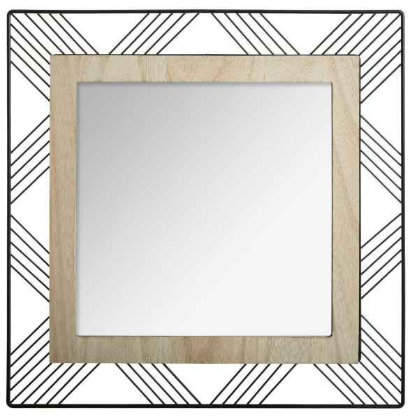 Espejo "Joe" cuadrado de metal y MDF 45x45cm - 162315B