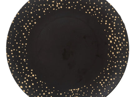 Plato de presentación negro y dorado con estrellas D33cm - 162752E