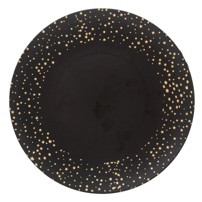 Plato de presentación negro y dorado con estrellas D33cm - 162752E