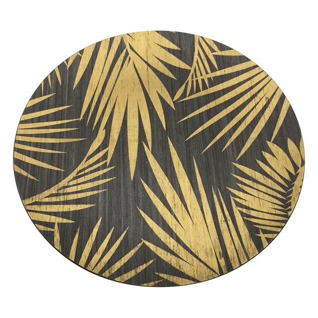 Plato de presentación efecto madera y hojas D33cm - 162758