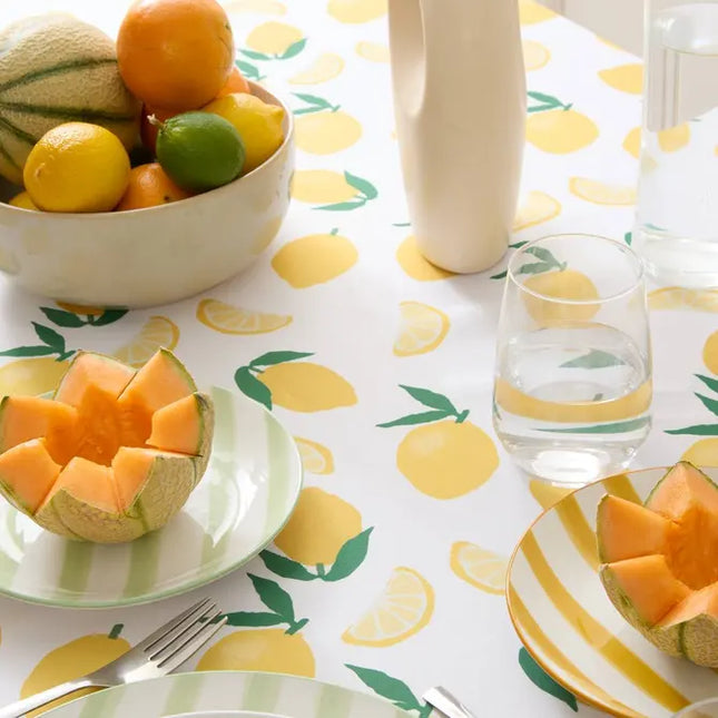 Mantel frutal de 240x140 cm, amarillo con estampado de limones - 163930B3