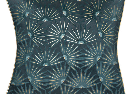 Funda almohada Terciopelo azul huevo de pato con patrón dorado 40x40cm - 164006J