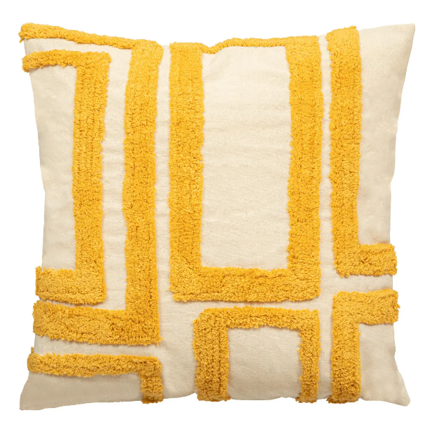 Funda de almohada "Atelier" algodón capitoné amarillo 40x40cm - 164008L