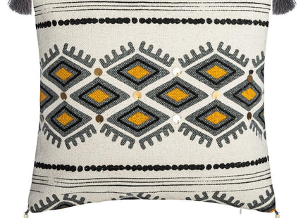 Funda de almohada chenille Borla azteca y pompones 40x40 - 164009E