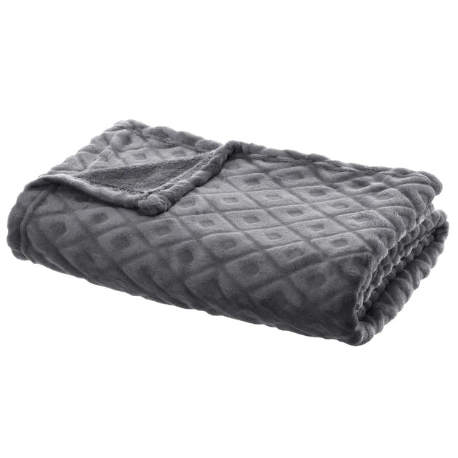 Frazada "Losange" 3D cuadros de diamantes 125x150cm gris pizarra - 164044L