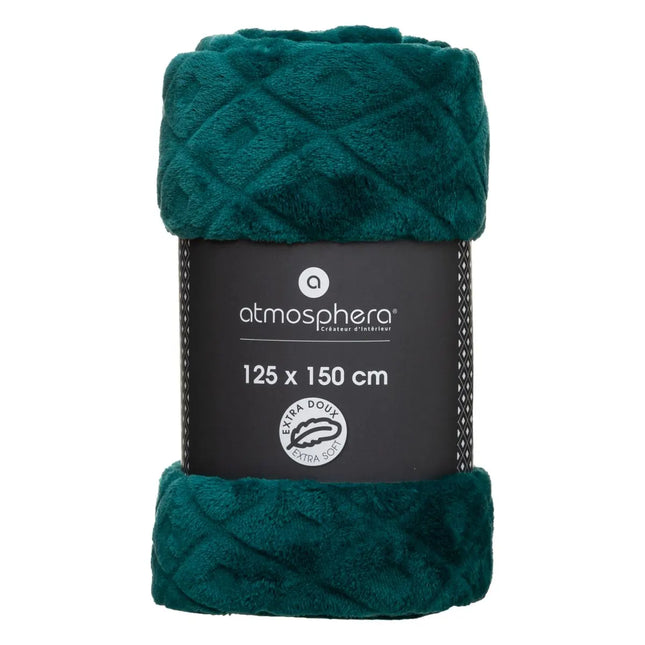 Frazada "Losange" 3D cuadros de diamantes 180x230cm azul pato - 164045Q