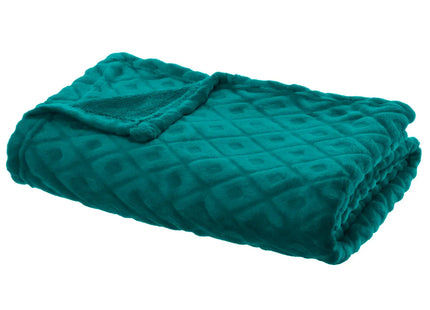 Frazada "Losange" 3D cuadros de diamantes 180x230cm azul pato - 164045Q