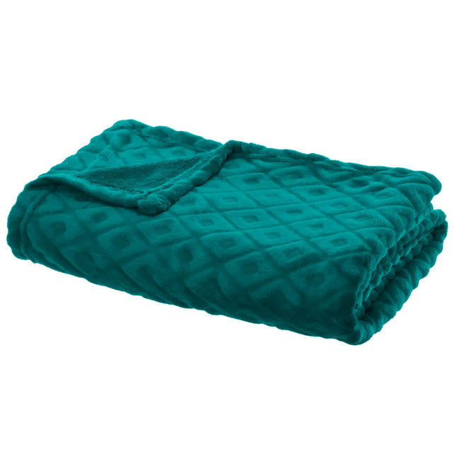 Frazada "Losange" 3D cuadros de diamantes 180x230cm azul pato - 164045Q