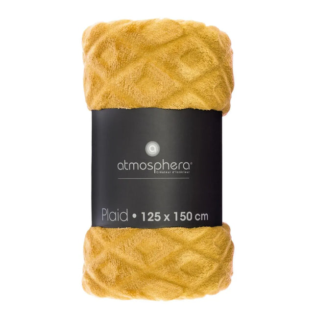 Frazada "Losange" 3D cuadros de diamantes 180x230cm amarillo - 164045R