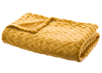 Frazada "Losange" 3D cuadros de diamantes 125x150cm amarillo - 164044R