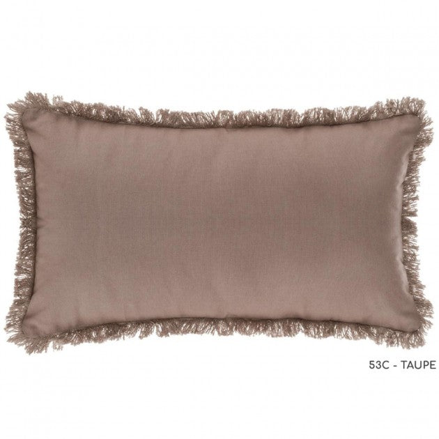 Almohada 30x50cm Taupé con contorno de flecos - 164053L