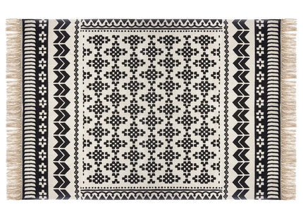 Alfombra decorativa "Delhi" de algodón blanco y negro 120x170 - 164054A