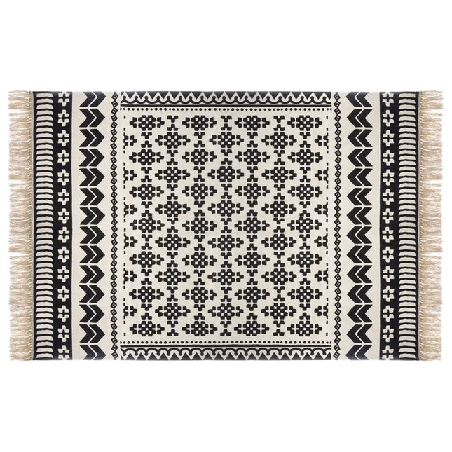 Alfombra decorativa "Delhi" de algodón blanco y negro 120x170 - 164054A