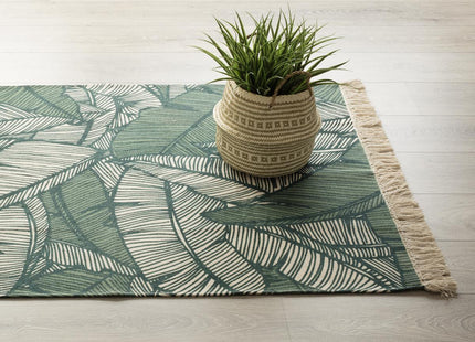 Alfombra decorativa de algodón verde selva 120x170 - 164054B