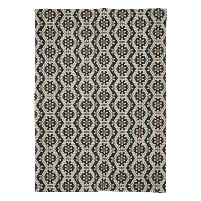 Alfombra decorativa de algodón azul "Egeo" y canela 120x170cm - 164054F