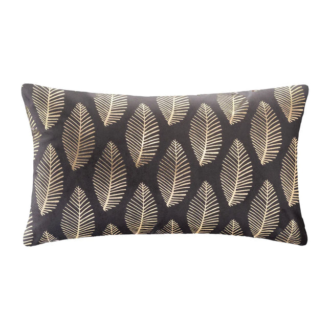 Almohada "Tropique" terciopelo gris y dorado 50x30cm - 164099L