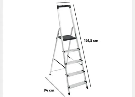 Escalera plegable de aluminio de 5 peldaños A173cm - 164620