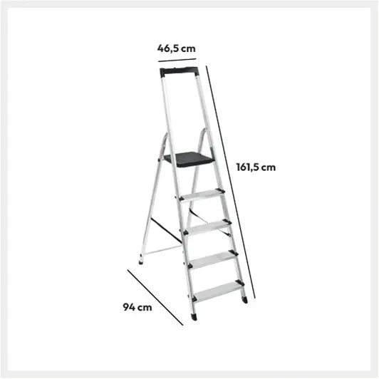 Escalera plegable de aluminio de 5 peldaños A173cm - 164620
