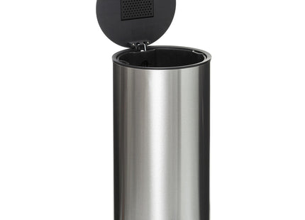 Basurero redondo de metal gris acero de 30L - 164753