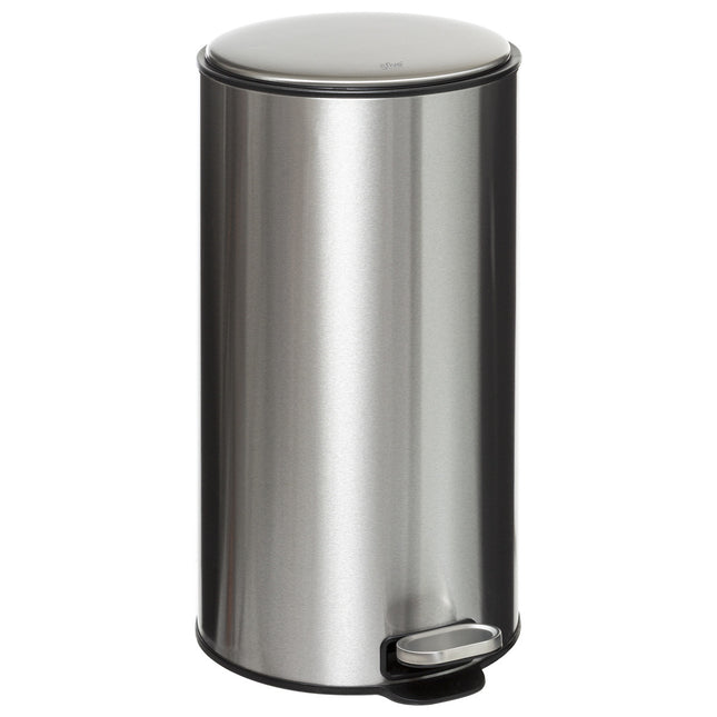 Basurero redondo de metal gris acero de 30L - 164753