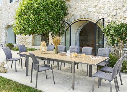 Mesa de jardín extensible "ÉVASION" efecto madera 14 plazas - 165204B