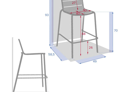 Silla alta "Phuket" apilable de metal - 165254A
