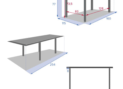 Mesa de jardín extensible "ALLURE" gris 10 plazas de aluminio con tratamiento - 165427