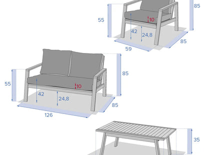 Muebles de jardín de acacia "Tiwi" de 4 piezas - 165614