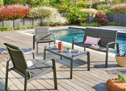 Salón "Elyn" de 4 plazas en aluminio y texalina - 165653A