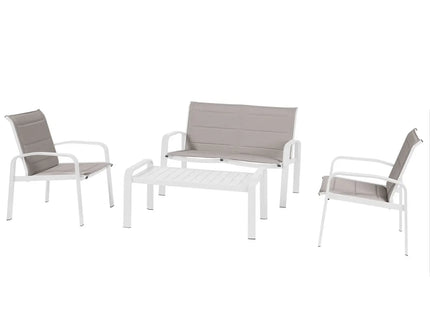 Mueble de jardín de aluminio de 4 plazas "Elyn" color avellana y blanco - 165653C