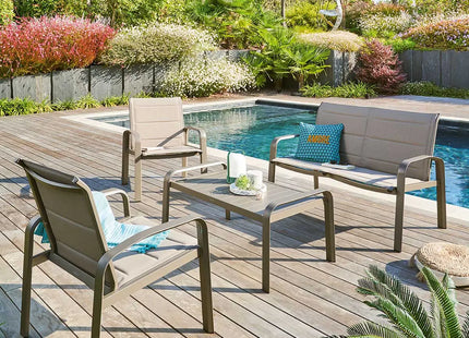 Mueble de jardín de aluminio de 4 plazas "Elyn" color avellana y marrón - 165653D