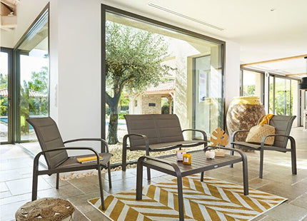 Mueble de jardín de aluminio de 4 plazas "Elyn" color avellana y marrón - 165653D