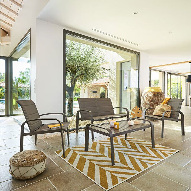 Mueble de jardín de aluminio de 4 plazas "Elyn" color avellana y marrón - 165653D