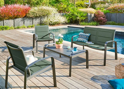 Mueble de jardín de aluminio de 4 plazas "Elyn" color verde oliva y grafito - 165653F