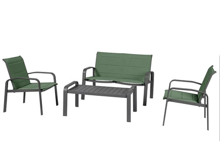 Mueble de jardín de aluminio de 4 plazas "Elyn" color verde oliva y grafito - 165653F