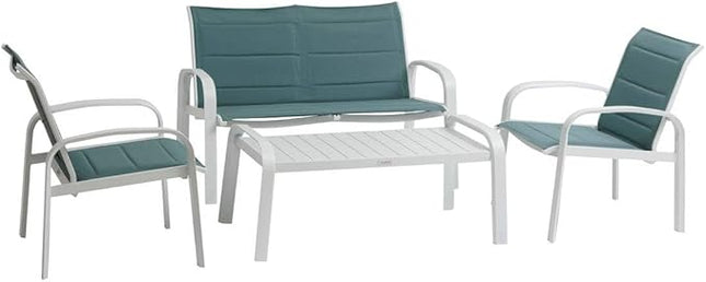 Mueble de jardín de aluminio de 4 plazas "Elyn" color blanco y verde jade - 165653J