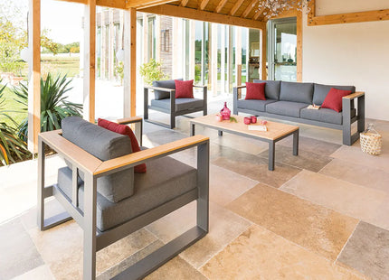 Muebles de jardín "Empéria" de 5 plazas de aluminio y acacia - 165672