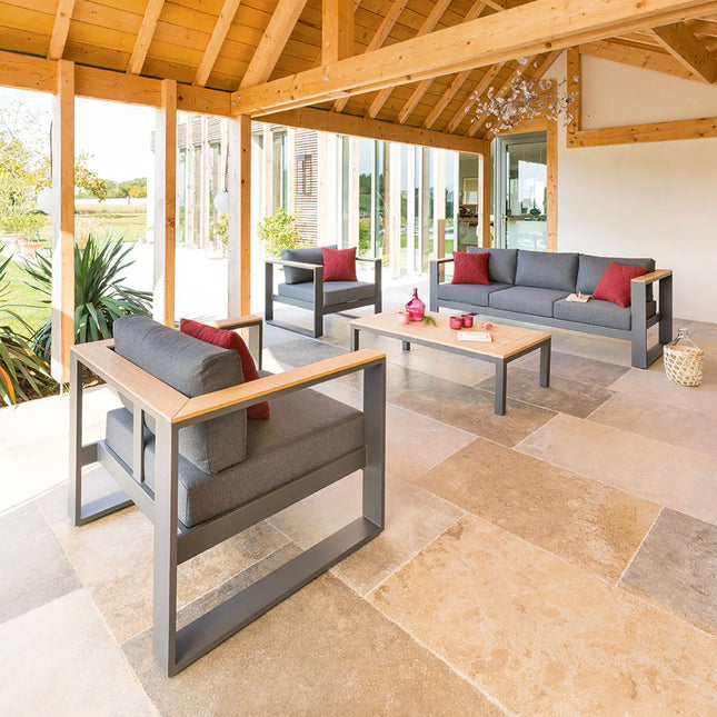 Muebles de jardín "Empéria" de 5 plazas de aluminio y acacia - 165672