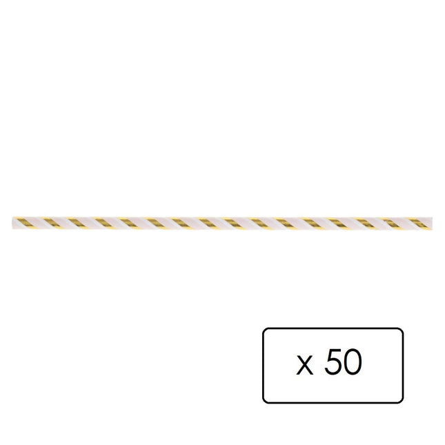 Set de 50 pajitas de papel doradas para fiestas - 166274