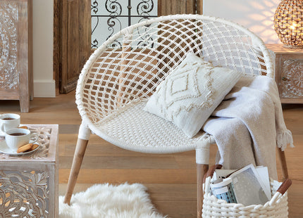 Sillón natural de algodón "Raina" blanco - 166515A