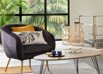 Sillón "Solaro" en terciopelo negro - 166596A