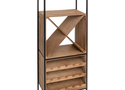 Mueble de bar "Bakos" con soporte de vidrio en madera y metal negro - 166682