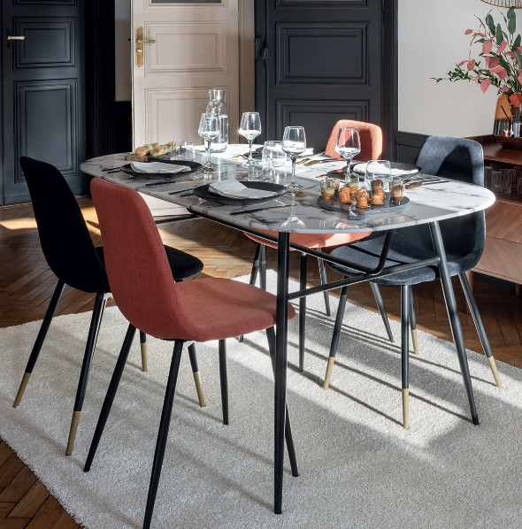 Mesa de comedor “Roxas” Efecto mármol blanco L160cm - 166716