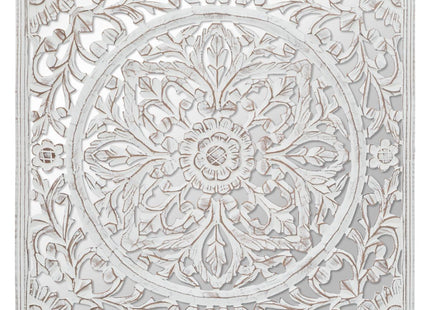 Deco de pared en madera tallada y espejo 58x58 - 166969