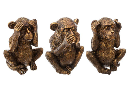 Conjunto de 3 monos en resina 17cm - 167596