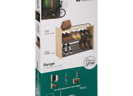 Organizador de zapatos de 9 pares de madera y metal negro A59cm - 167891