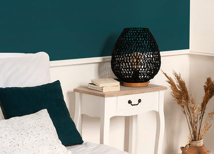 Velador de mesa "Etel" de metal y papel negro A35,5cm - 168205A