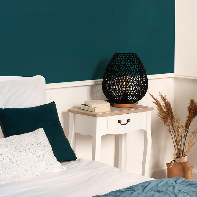 Velador de mesa "Etel" de metal y papel negro A35,5cm - 168205A