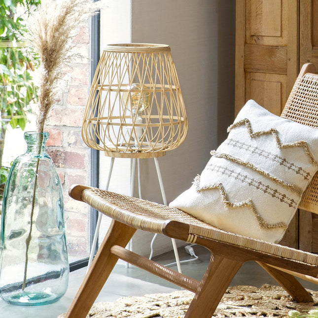 Velador trípode "Mina" en bambú y metal A76cm - 168207