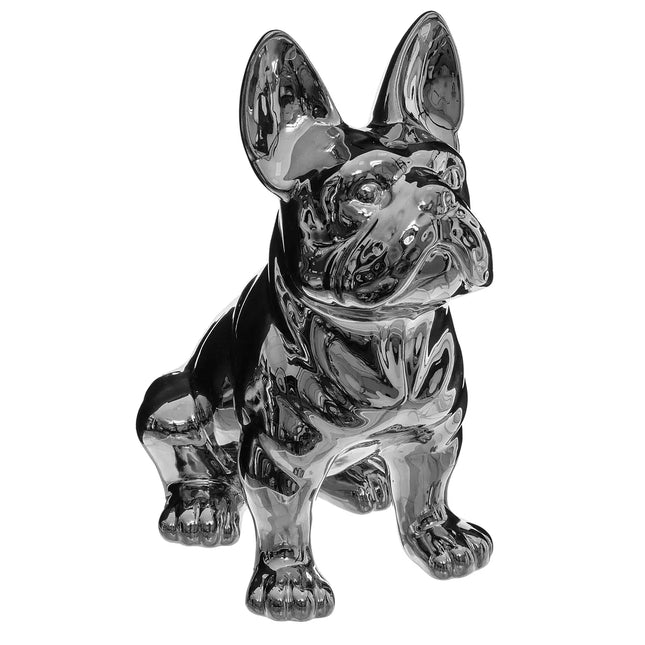 Objeto decorativo Bulldog de cerámica plateada A22cm - 168329B